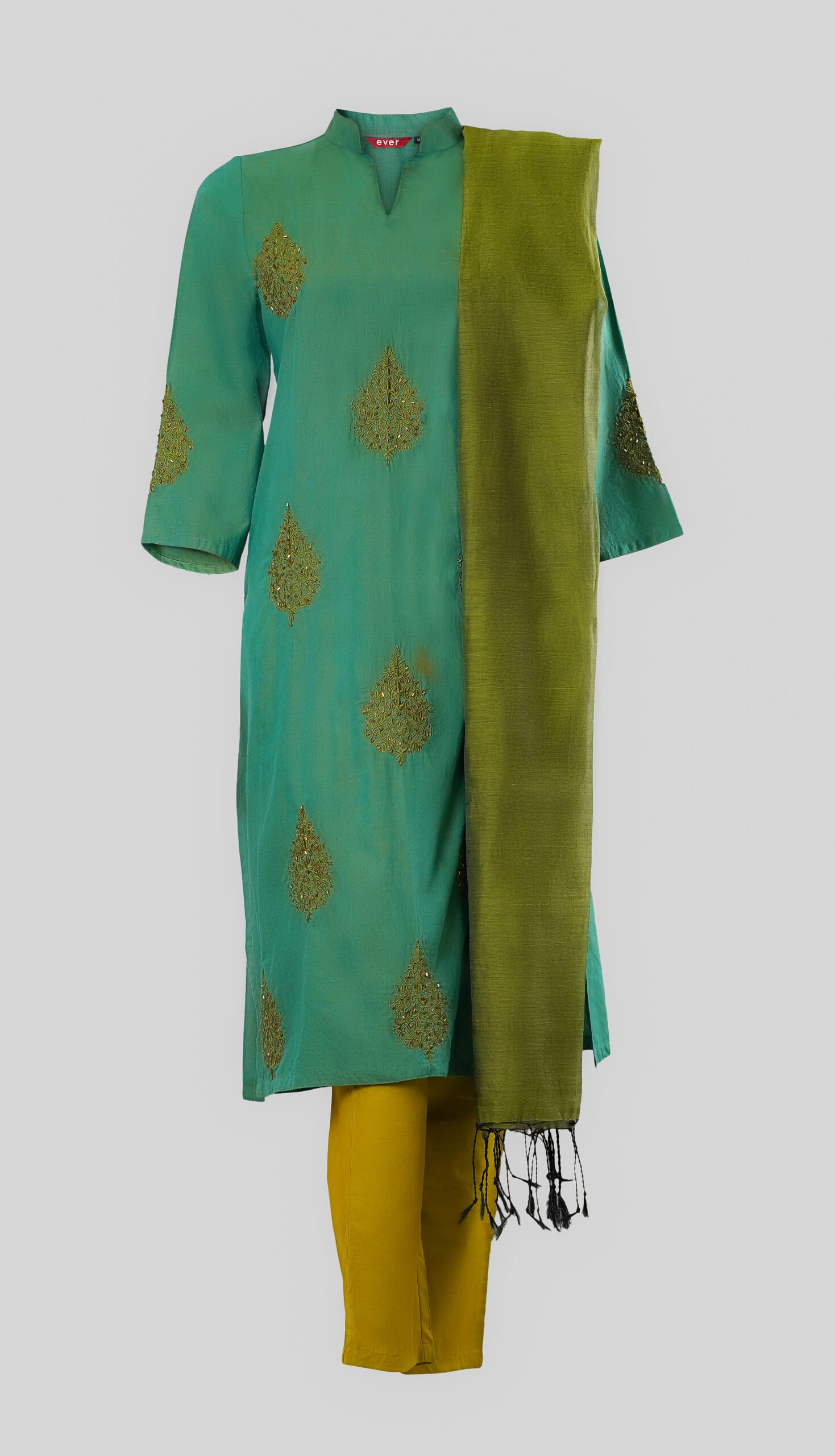 Olive Grace Embroidered Three-Piece Set