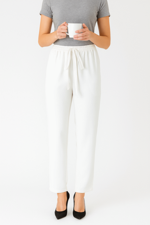 Classic White Crepe Georgette women Pants women's fashion