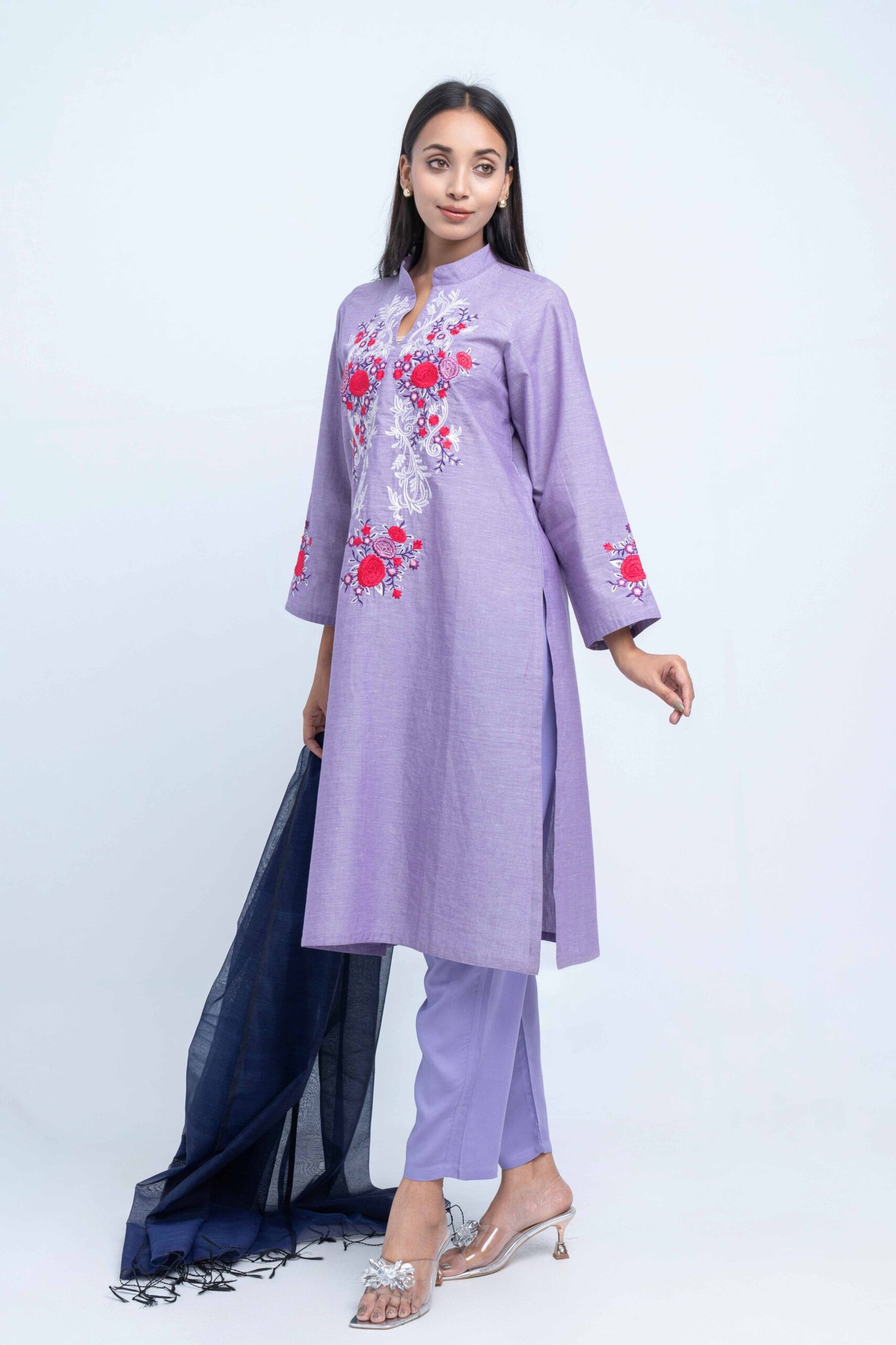DSC00902 Lavender Bloom Embroidered Three-Piece Set