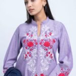 Lavender Bloom Embroidered Three-Piece Set