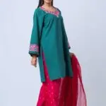 Emerald Bloom Embroidered Three-Piece Set