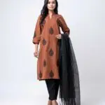Amber Noir Embroidered Three-Piece Set