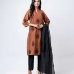 Amber Noir Embroidered Three-Piece Set