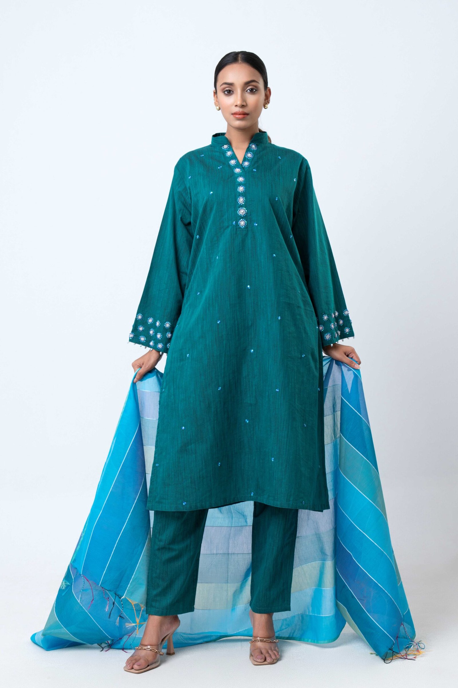 Emerald Breeze Embroidered Set