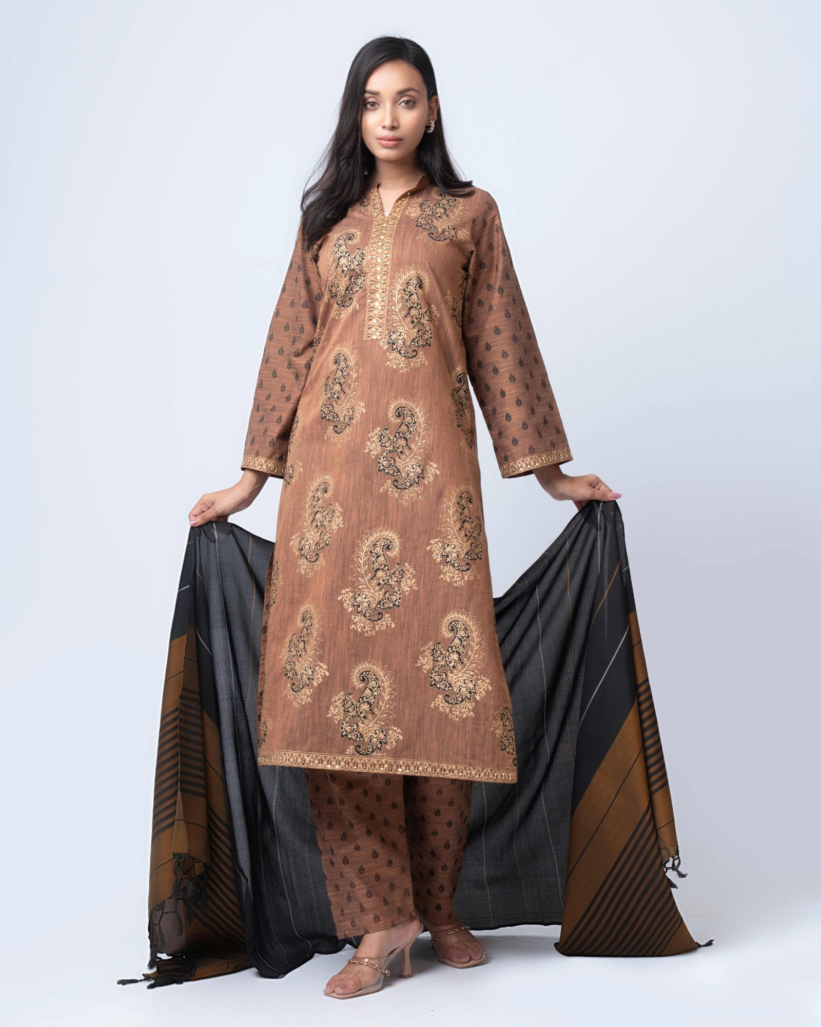 Royal Mocha Jacquard Suit Set