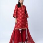 Maroon Gold Royale Sharara Set