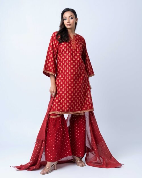 Maroon Gold Royale Sharara Set