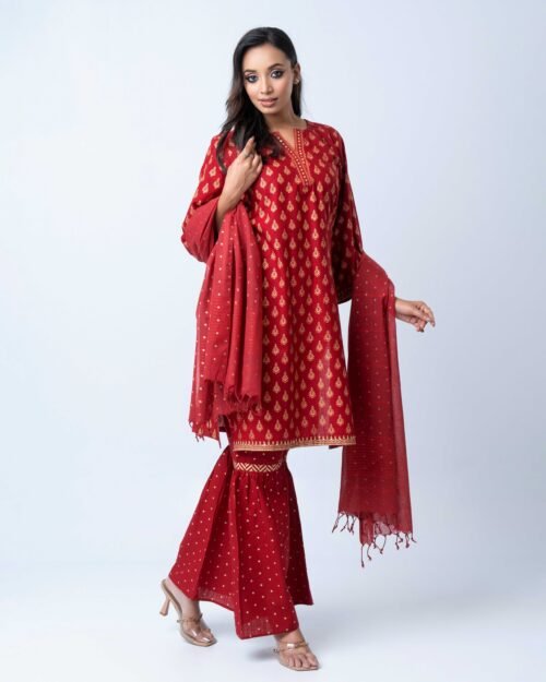 Maroon Gold Royale Sharara Set