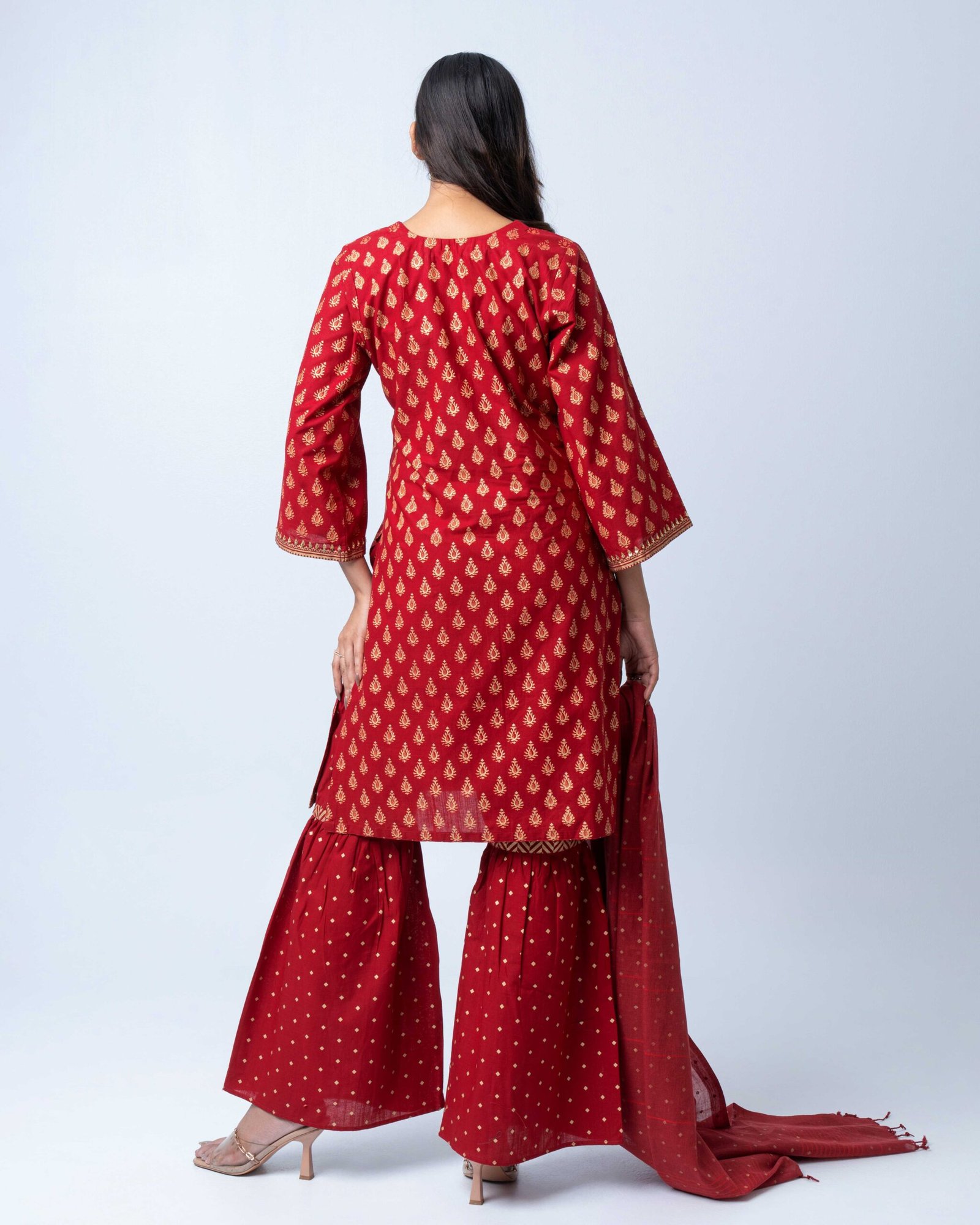 Maroon Gold Royale Sharara Set