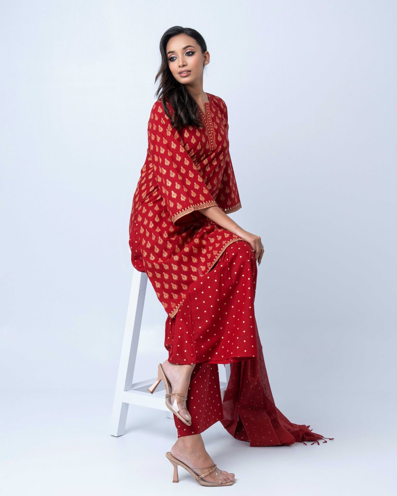 Maroon Gold Royale Sharara Set