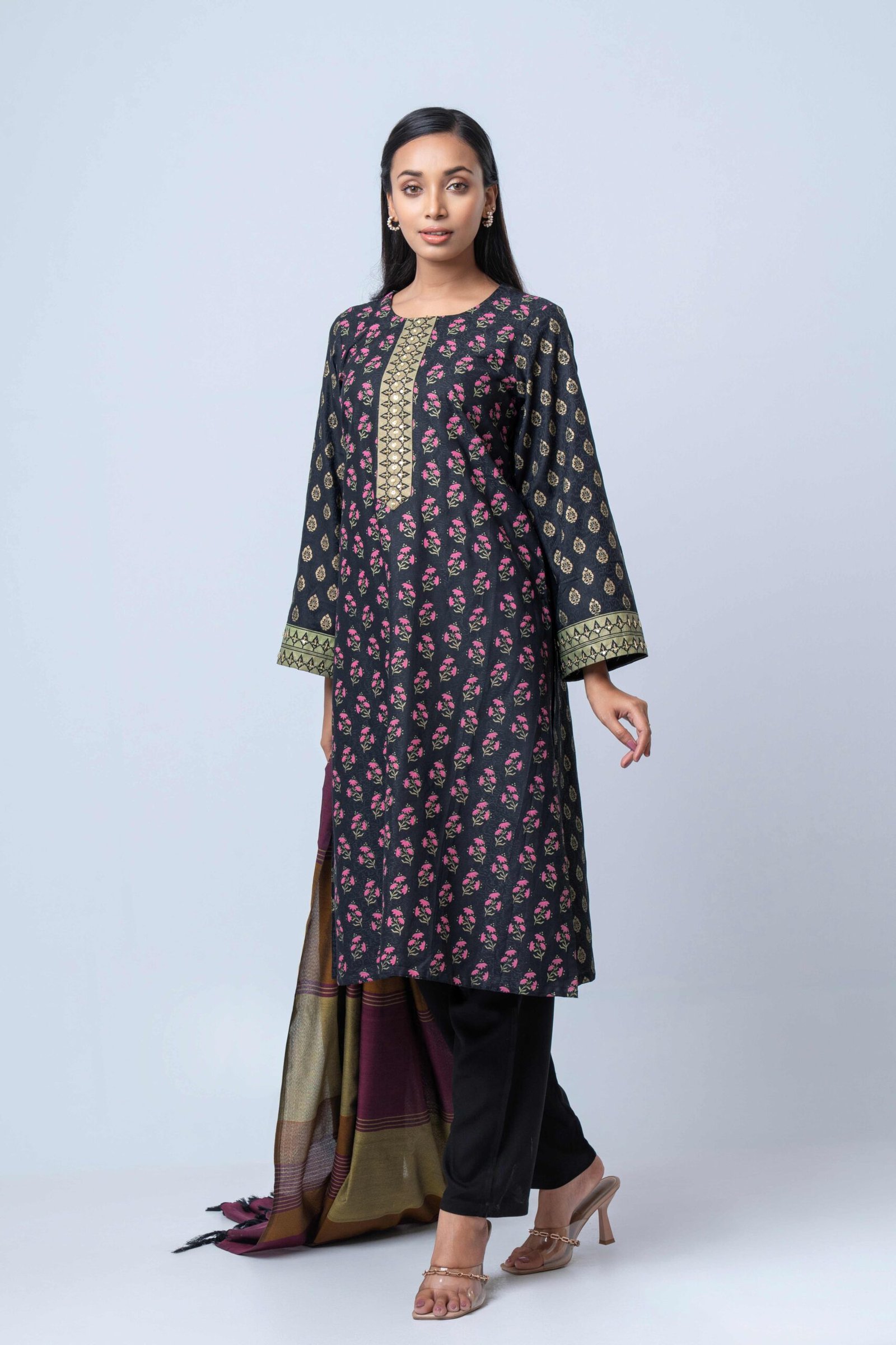 DSC04679 Midnight Bloom Ensemble Jacquard Salwar Kameez