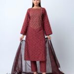 Maroon Handcrafted Half Silk Elegance Shalwar Kameez