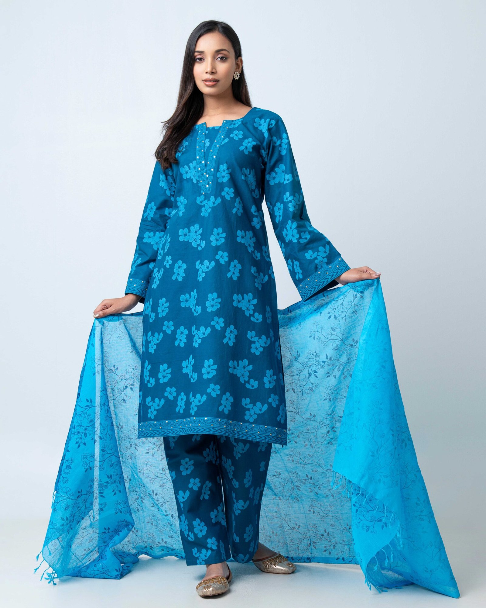 Azure Bloom Elegance Shalwar Kameez