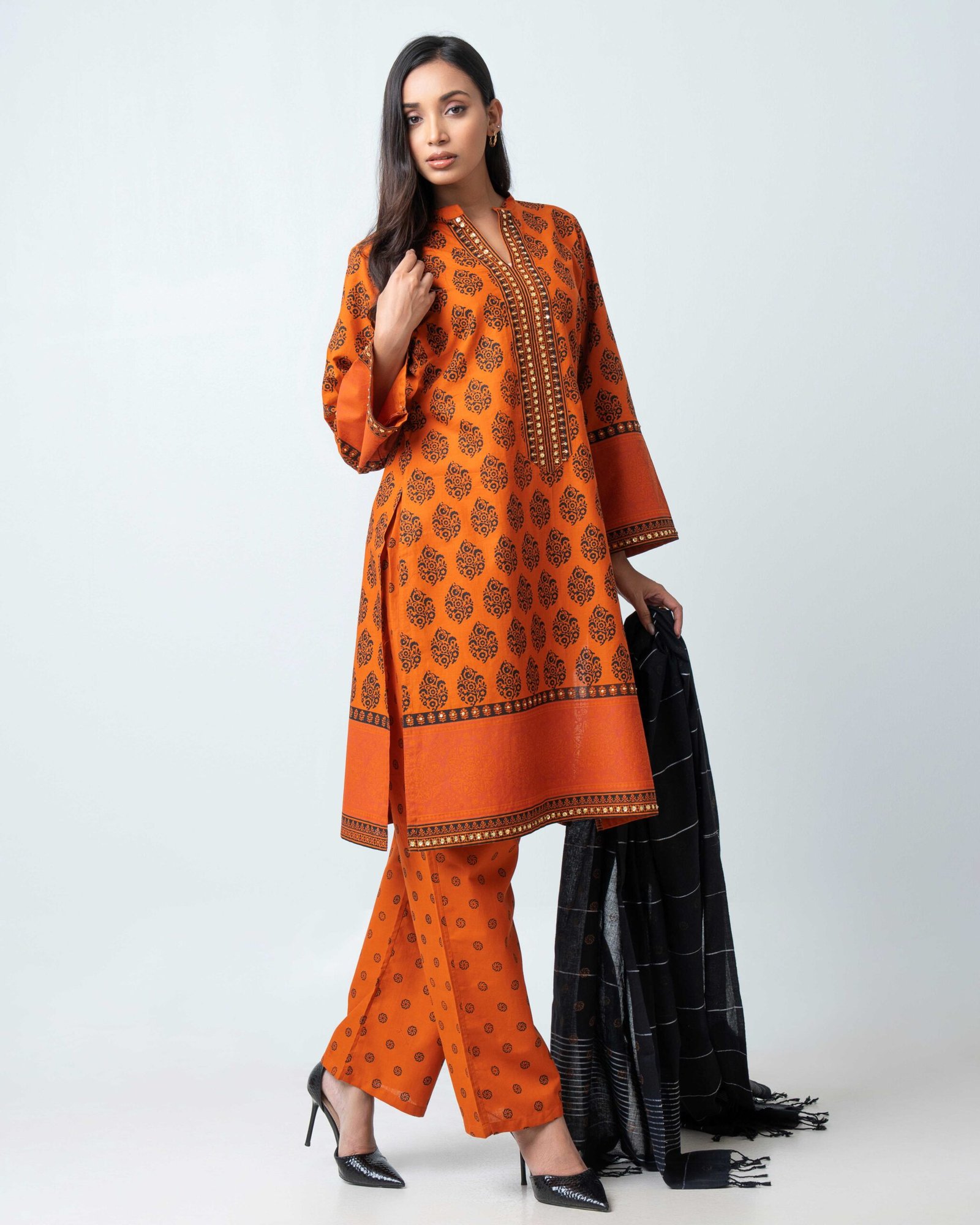 Saffron Ember Shalwar Kameez